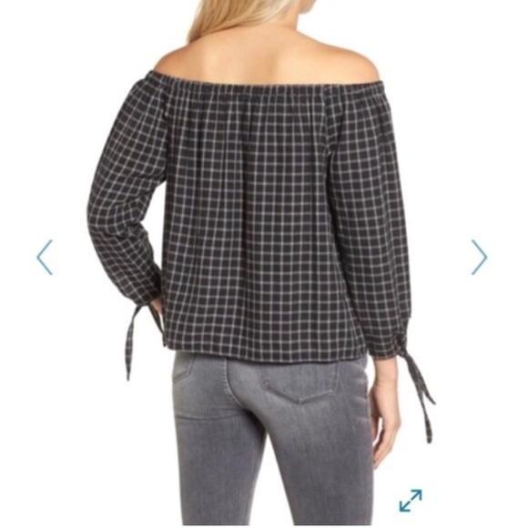 Madewell plaid off the shoulder top - Picture 2 of 2